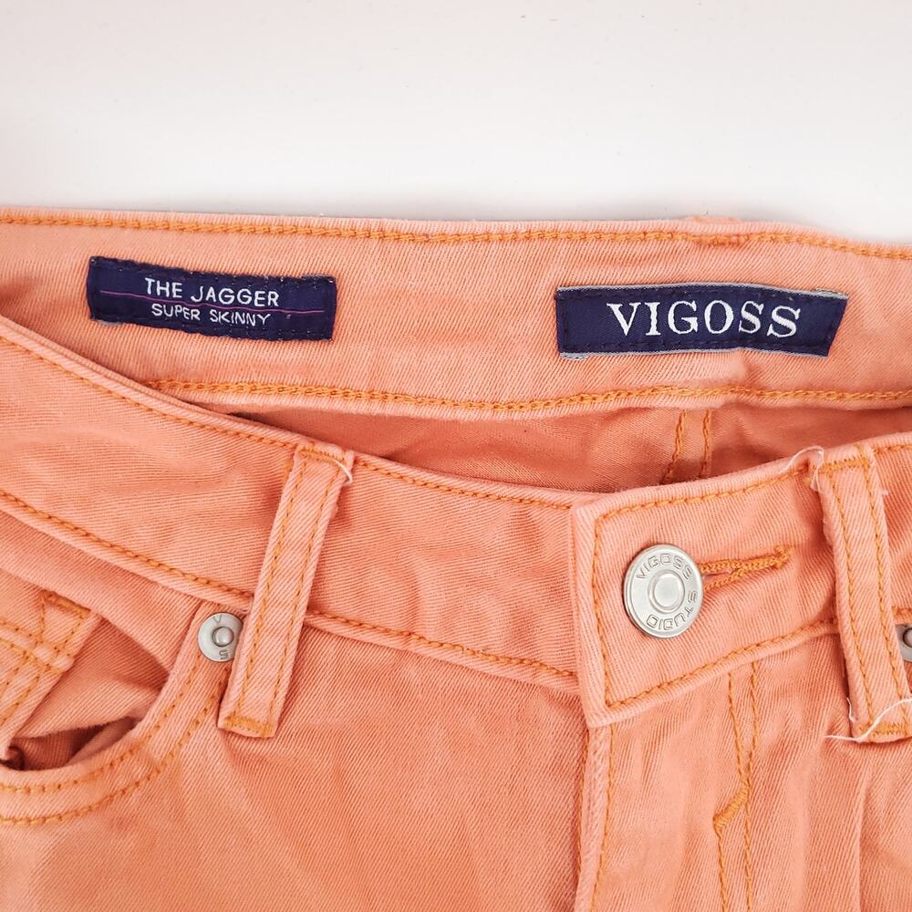 Vigoss Y2K Streetwear Bold CandyCoated The Jagger Orange Stretchy Skinny Jean 24 - Picture 5 of 12